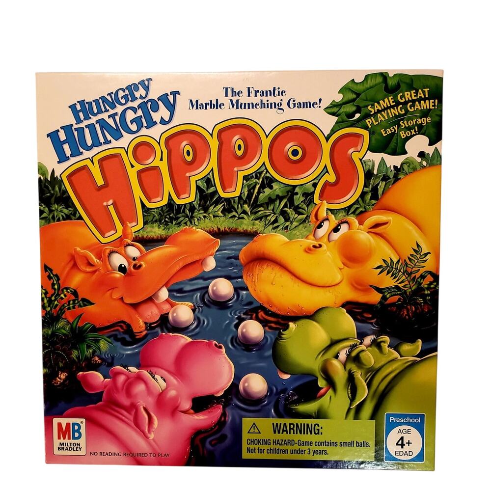2005 Miton Bradley Hungry Hungry Hippos The Frantic Marble Munching Game